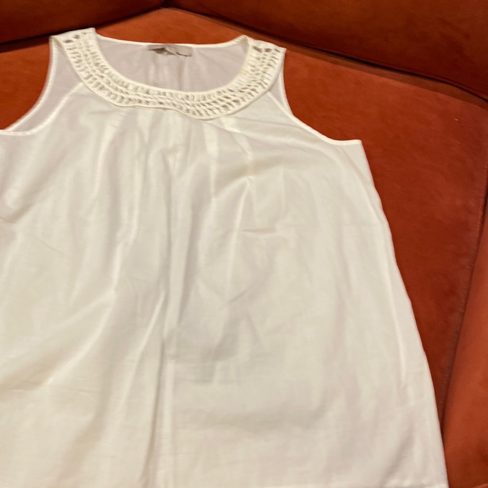 LOFT NWOT white cotton sleeves blouse size Medium